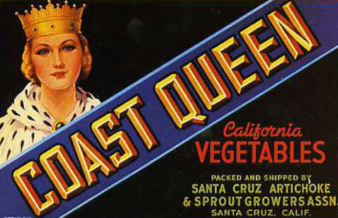 Coast Queen label used to sell vegetables circa 1950.