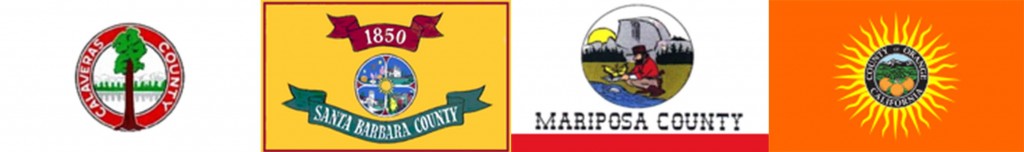 Flags from four other California Counties.