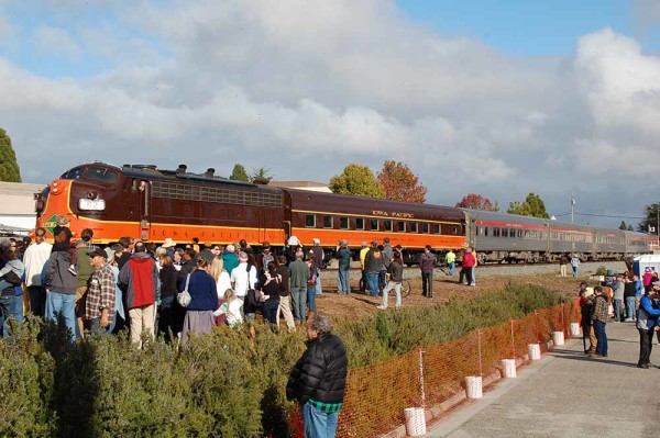 The Iowa Pacific Holdings train at the Westside of Santa Cruz during the November 17th, 2012 event to celebrate public acquisition of the Santa Cruz Branch Line.