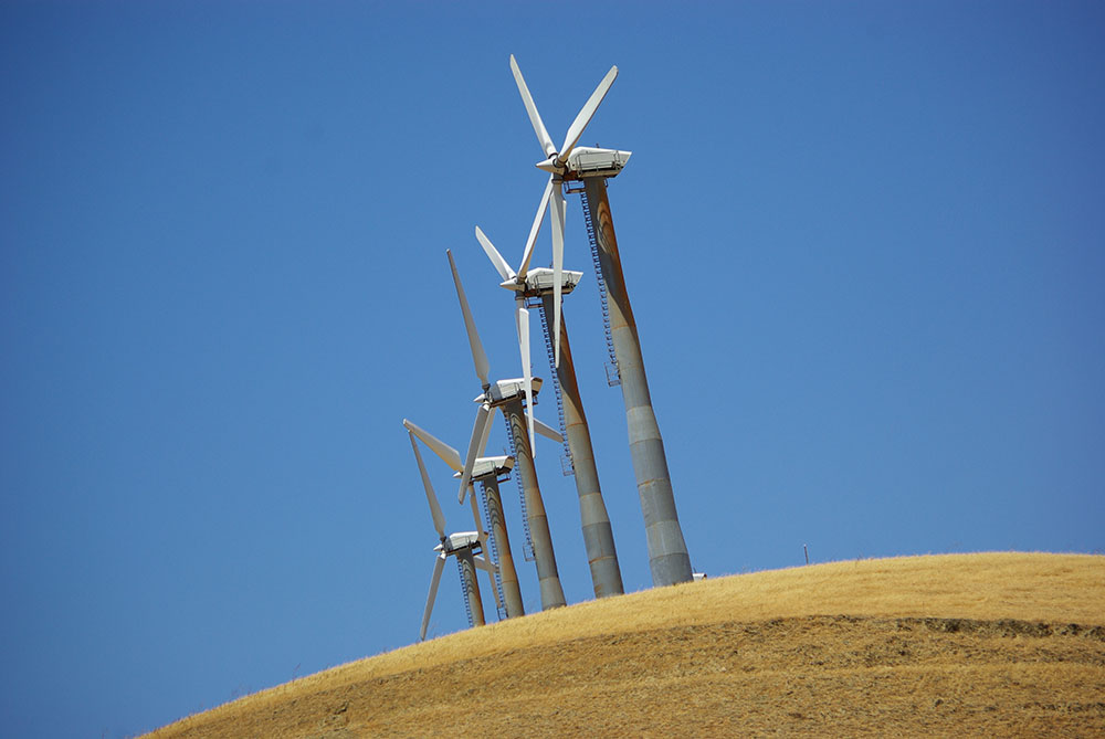 Monopole turbines at Altamont Pass, 2008. Photo by David J Laporte.
