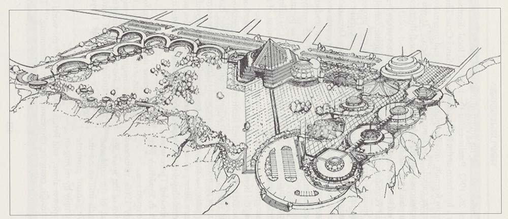 Artists concept drawing for the "Court of the Seven Seas" at Light House Point in the 1960s. Sketch courtesy of Frank Perry and the Museum of Art and History.