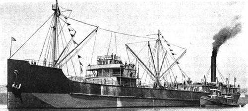first ship built of concrete in the United States, soon after launch 
