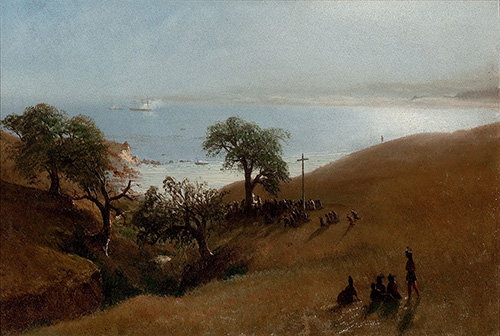 Monterey Bay, California. Painting by Albert Bierstadt .