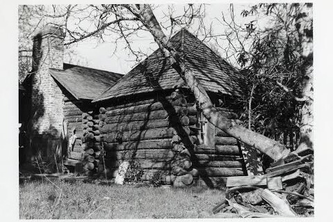 This is most likely the replica of Mountain Charley's cabin that was rebuilt after the original burnt down in 1899. Exact date unknown. Photo: Courtesy of the Santa Cruz Museum of Art & History