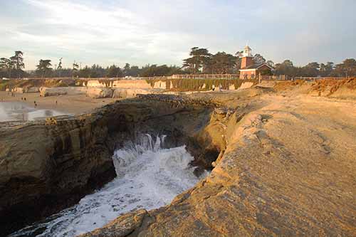 Modern day Lighthouse Point showing the Purisima Formation and the Mark Abbott Memorial Lighthouse which was built in 1967.