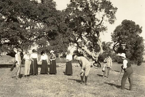 Golf players flock to the beautiful golf club at Pogonip, circa 1900. Photo courtesy of the Santa Cruz Museum of Art and History.
