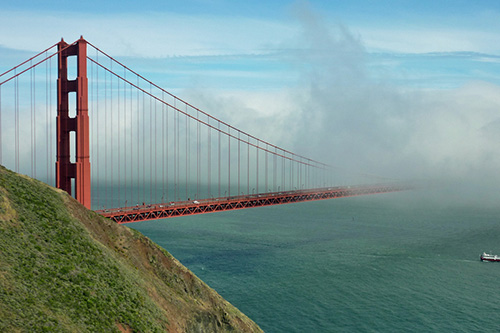Imagine how hard it would be to see the Golden Gate Bridge in the fog if it were gray (the second color choice) and not orange! Photo courtesy of Photo courtesy of Frank Kovalcheck. (May 31, 2010)