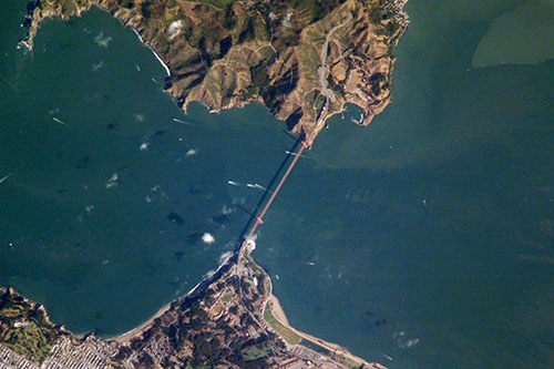 The most recognizable straight in the world: The Golden Gate of San Francisco, August 2006.  Photo courtesy of  NASA. 