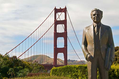 Statue of Joseph Strauss, the chief engineer for the Golden Gate Bridge. Photo courtesy of Joel Bez. (May 24, 2010)