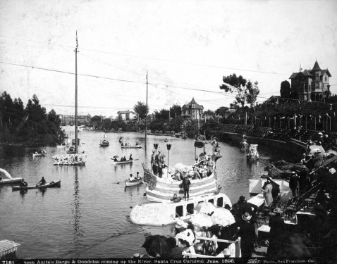 Queen Anita's Barge and Gondolas, Venetian Carnival, Santa Cruz, June, 1895