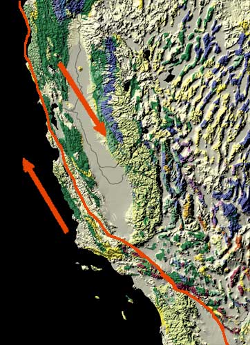 The main trace of the San Andeas Fault in California. Image courtesy USGS.