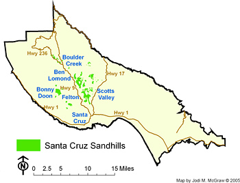 Map of the Santa Cruz Sandhills. Photo courtesy and © Jodi McGraw.