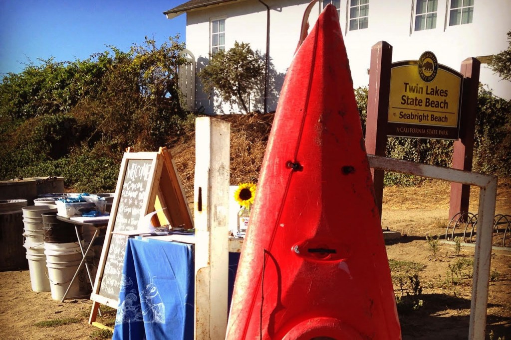 Half of an abandoned kayak collected during a Seabright Beach clean-up event. Photo courtesy of Chris Sulots.