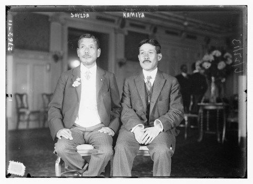 Lawyer, Juichi Soyeda and Tadao Kamiya, in California, 1913, to lobby against the new Alien Land Law.  Photo from the  George Grantham Bain collection  at the Library of Congress.