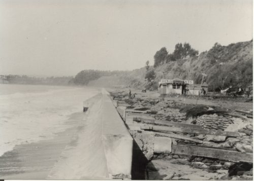 The re-built sea wall in 1927 showing signs of erosion. Photo: courtesy John Hibble and the Aptos History Museum