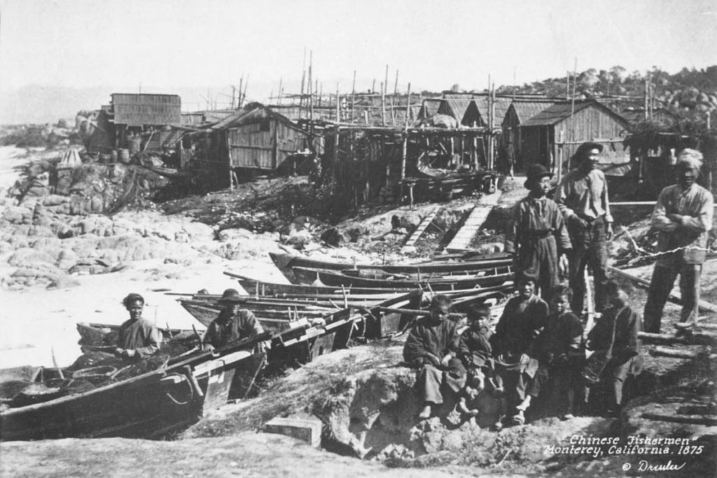 Chinese fishing village in Monterey, 1875. Photo: Dressler, Albert, California Historical Society, Public Domain