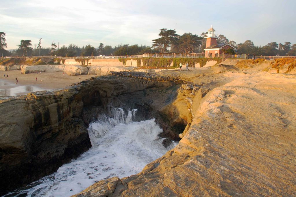 Modern day Lighthouse Point showing the Purisima Formation and the Mark Abbott Memorial Lighthouse which was built in 1967. Photo: Julia Gaudinski/Mobile Ranger