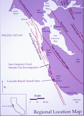 Faults in the San Francisco Bay Area and Santa Cruz coast region. Image: Courtesy Gerald Weber