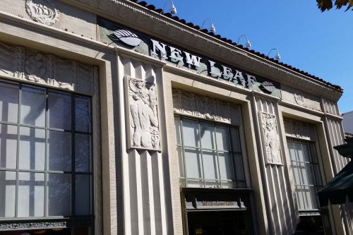 1134 Pacific Avenue. The building was built in 1929 for the Bank of Italy in the Zig-Zag Moderne style (an off shoot of Art Deco). Here, two hermes-like figures must have been designed to seem like "gods of commerce," protecting the bank. Photo: Julia Gaudinski/Mobile Ranger