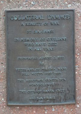One of the plaques on "Collateral Damage" by E.A. Chase. Photo: Julia Gaudinski/Mobile Ranger